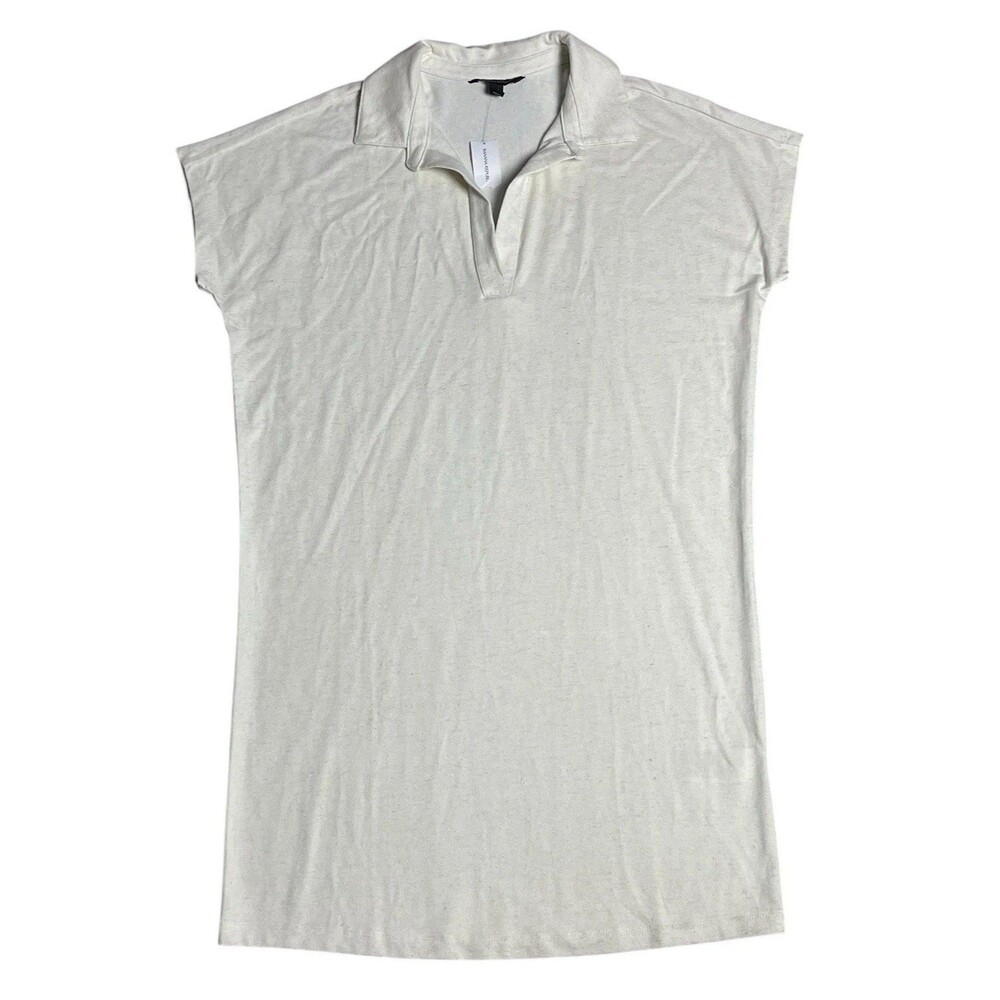 Banana Republic Johnny-Collar Short Sleeve Polo Shirt Dress in Snow day Women XS